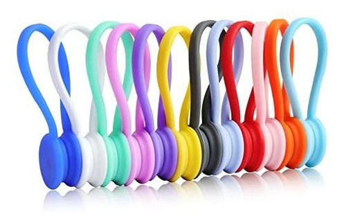 Paquete De 12 Bridas Magnéticas De Silicona Reutilizables, C