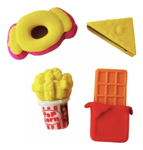 Juego 36 Goma Borrador Diseño Postre Comida Escolares Niños Color