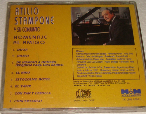 Atilio Stampone Homenaje Al Amigo Cd / Kktus