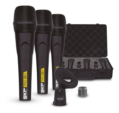 Microfono X 3 Unid Skp Pro Vocal Dinamico Karaoke Alambrico