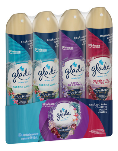 Aromatizante En Aerosol Glade 4 Pzas De 400 Ml Varios Aromas