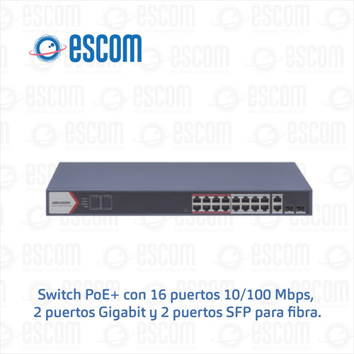 Switch Poe Monitoreable 16 Puertos 2 Uplink 2 Sfp 230 W