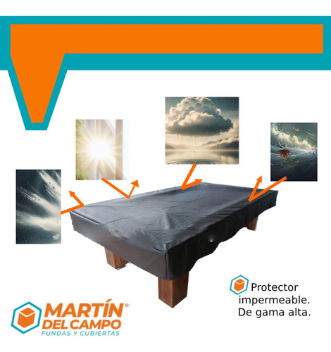Funda P/mesa D Billar. Vinipiel Negra Impermeable 3.2m*1.7m