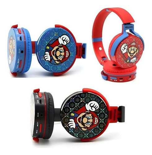 Fone De Ouvido Bluetooth Super Mario Sem Fio Divertido Vermelho