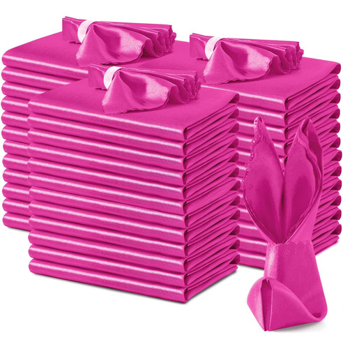 Paquete De 100 Servilletas De Satén De Color Rosa Intenso De