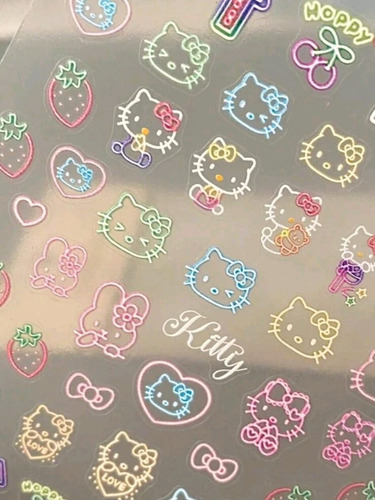 Stickers Para Uñas Kitty, Nail Art, 1 Plantilla