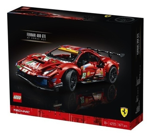 Blocos de montar LegoTechnic Ferrari 488 GTE “AF Corse #51” 1677 peças em caixa