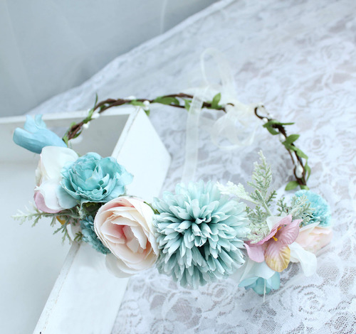 Vivivalue Diadema Ajustable De Flores, Guirnalda Floral, Cor