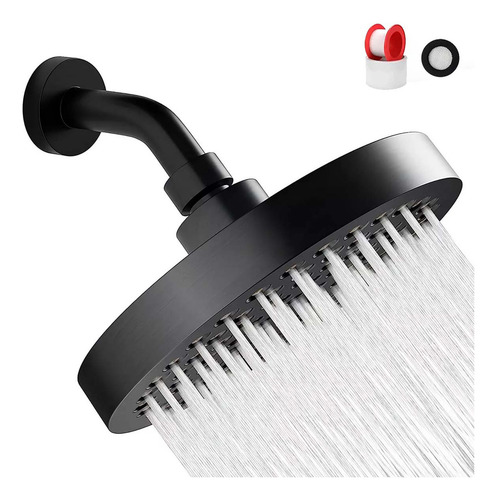 Cabezal De Ducha Regadera Para Baño Redonda Modernas Negro