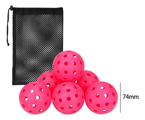 Bolas De Pickleball De 6 Piezas Para Jugar En Torneos Rosa.