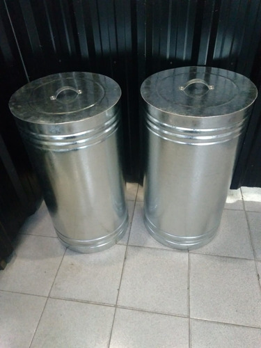 Imagen 2 de 8 de Tacho De Basura Cesto Zinc Galvanizado Decoracion Tapa
