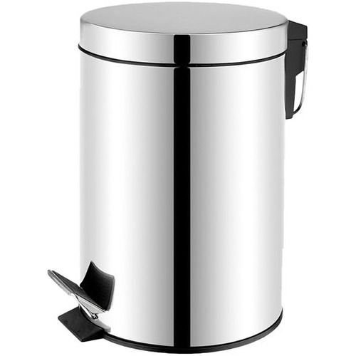 Basurero Papelera Redonda Acero Inox 20 Lt D/ Pedal C/ Tapa