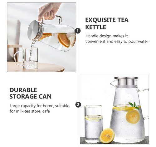 Jarra De Agua Fría De Vidrio Transparente De 1500 Ml Fashio