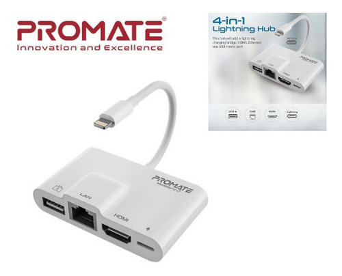 Hub 4 En 1 Promate Mediasync-lt Lightning Hdmi Usb Ethernet