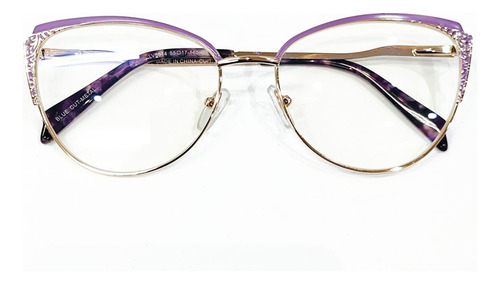 Anteojo Marcos Cuadrado Metalicos Con Filtro Luz Azul Blue Violeta Con Dorado