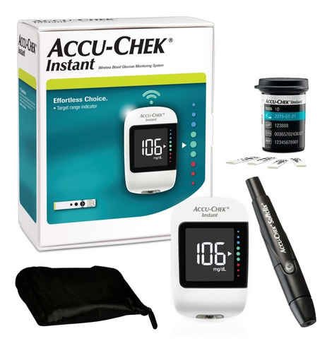 Accu-chek Glucómetro Instant Con 10 Tiras Y 10 Lancetas
