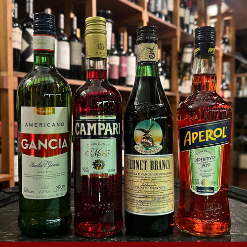 Combo Aperitivos Fernet Branca + Aperol + Campari + Gancia
