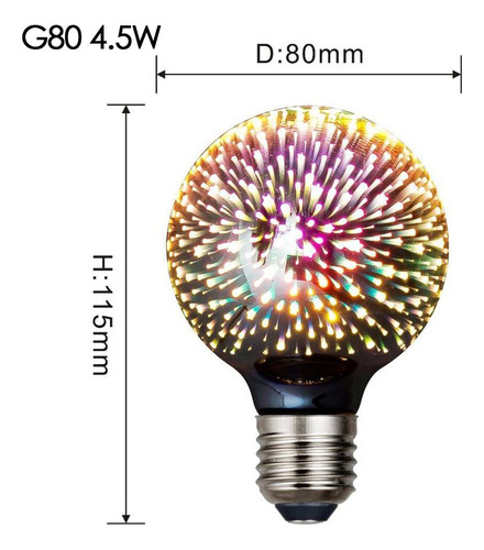 Lámpara De Fuegos Artificiales 3d, Bombilla Edison, Iluminac