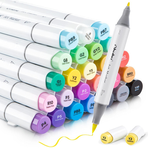 Marcadores Ohuhu Art Markers Punta Pincel 25 Piezas Estuche