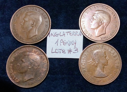 Monedas Inglaterra. One Penny 1913/1964, Todas Dif. Lote X12 (Usado)