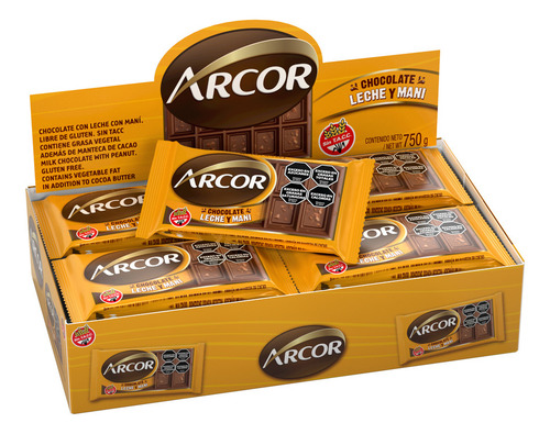 Chocolate Con Leche Y Mani Arcor X 14 Unidades