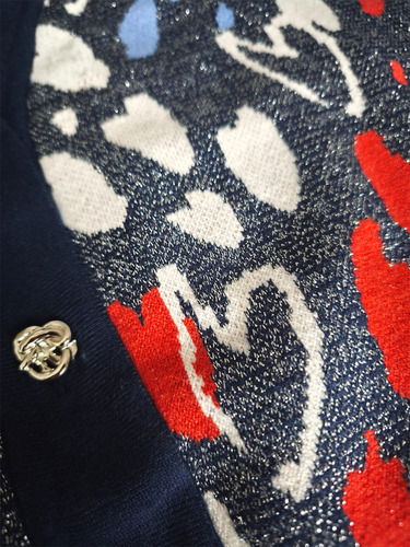 Cárdigan Mujer Tejido Invierno Estampa Multicolor Brillos