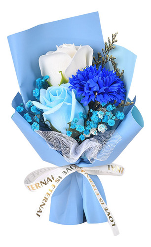 Ramo De Flores De Jabón, Centros De Mesa De 15cm Papel Azul