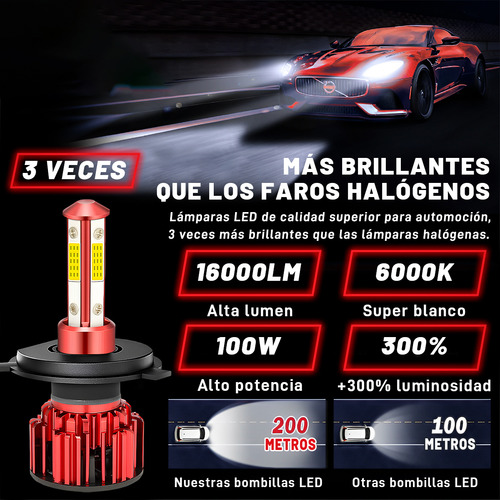 Kit Faros Luz Led H4 Hb2 16000lm Haz Alta/baja Para Honda Cr-v 2007-2014