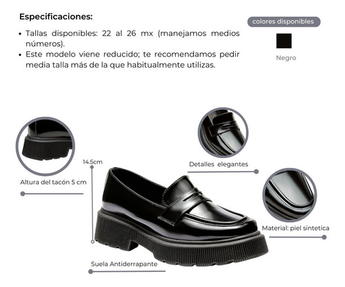 Mocasines Chunky De Mujer Mariana Negro
