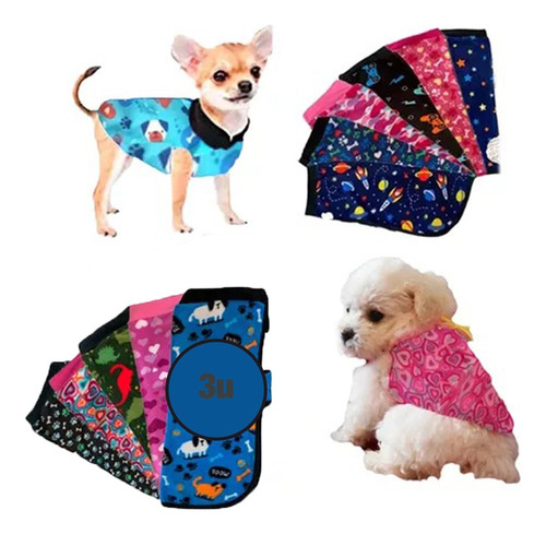 Set 3x2 Buzo Polar Estampado Ropa Mascotas Talles Chicos