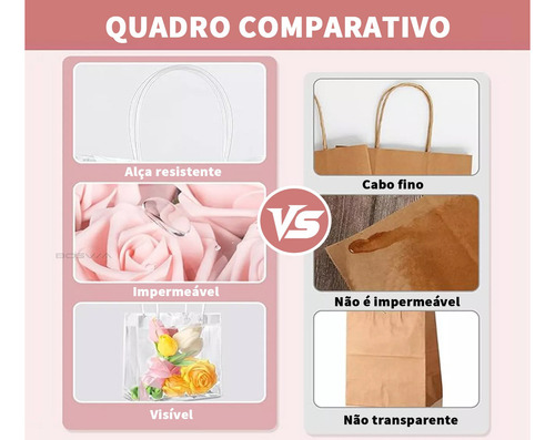 50 Sacolas De Presente Com Alça Transparente Para Festas