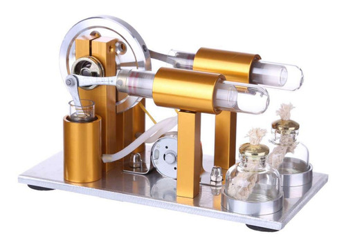 Imagen 5 de 9 de Modelo De Motor Stirling De Doble Cilindro Caliente De Metal
