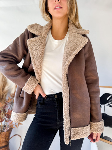 Campera Gamulan Lulyna Con Corderito Mujer Muy Abrigada
