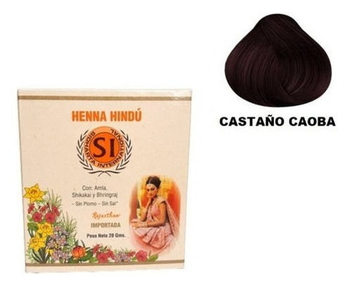  Henna Hindú Diversos Tonos 20g - g a  Tono CASTAÑO CAOBA