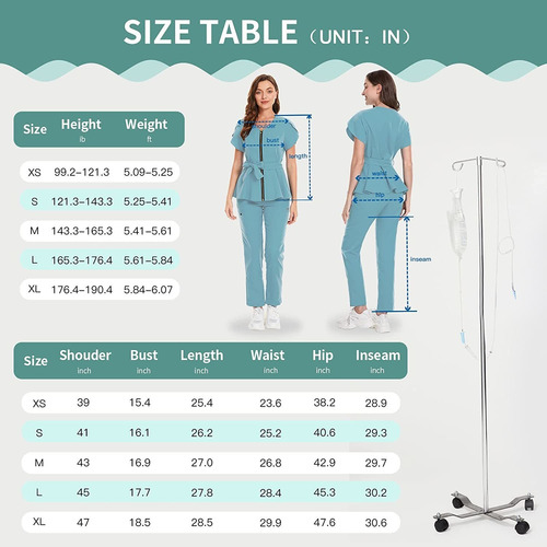 Conjunto De Uniforme Médico Pantalones Para Mujer Con Cierre