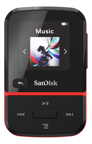 Sandisk 32gb Clip Sport Go Mp3 Player Red Led Screen And