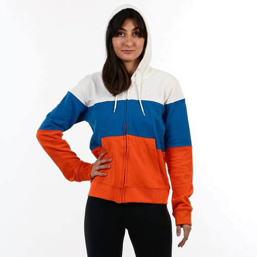 Austral Ladies Cotton Jacket With Hood- Blue/orange