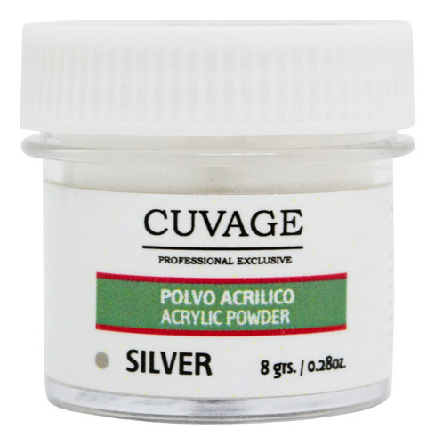 Cuvage Polvo Acrílico Polímero Pigmentado Color Uñas X1 Color Silver 8grs