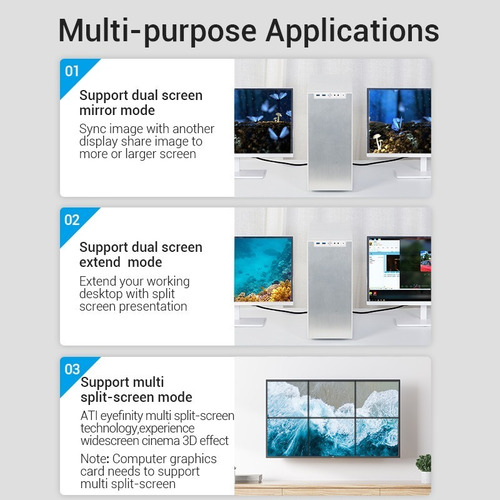Imagen 6 de 10 de Cable Premium Display Port 1.4 8k 60hz 1,5 Metros Vention