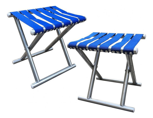2 Sillas Plegable Banco Portátil Taburete Picnic Paseos Color Azul