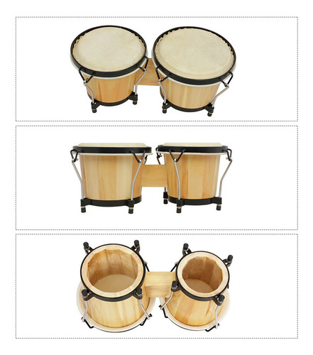 Bongo Drums - Juego De Tambores De Madera Para Instrumentos