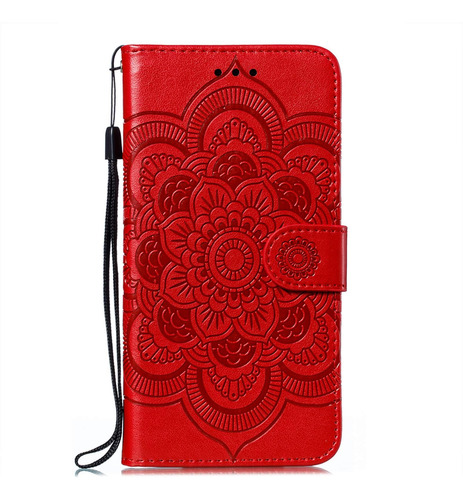 Lemaxelers Para Moto G Stylus 2021 Funda Flip Premium Wallet Ld: Mándala Rojo.