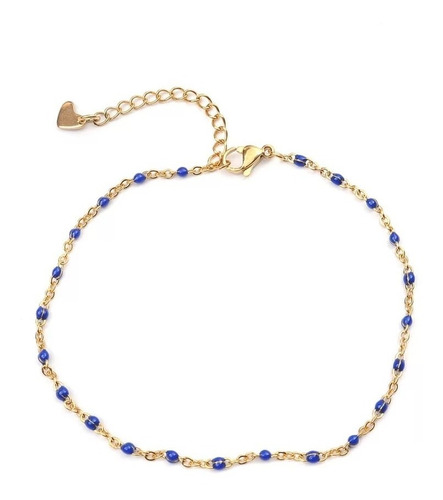 Tobillera Pulsera De Pie Azul Bañada En Oro