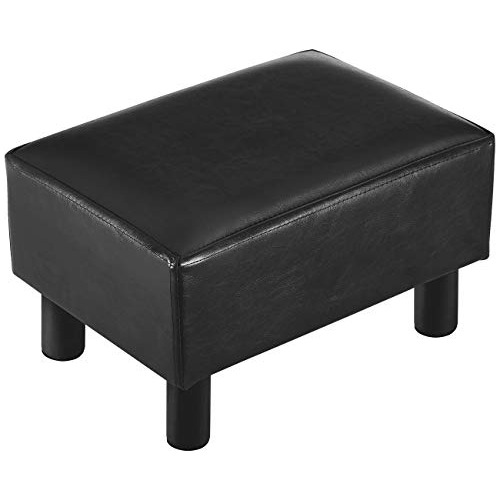 16 Inches Footstool Ottoman With 4 Stable Wooden Legs, ...