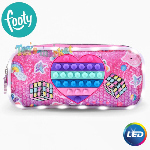 Cartuchera Footy Con Luces Led Luz Y Cierres Nene Nena