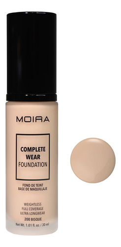 Base De Maquillaje Líquida Moira Complete Wear Foundation Acabado Mate Tono Bisque Cwf200