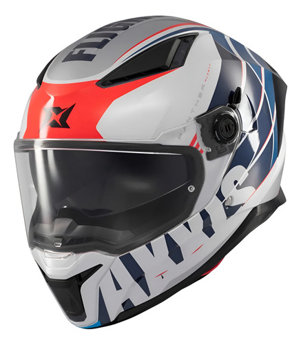 Casco Moto Axxis Panther Doble Visor Spoiler Graficas Gaona Blanco/azul Flight A7 M