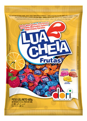 Bala Mastigável Recheada Lua Cheia Frutas 600g - Dori