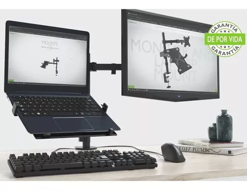  XSJ8013CT Soporte de escritorio de aluminio 2 en 1 Soporte para  portátil de doble uso Soporte para monitor Soporte de monitor de brazo  ultra largo Soporte para portátil de movimiento completo 
