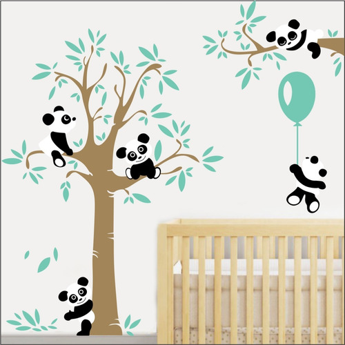 Adesivo Quarto Infantil Arvore Bebe Panda Zoo Md501